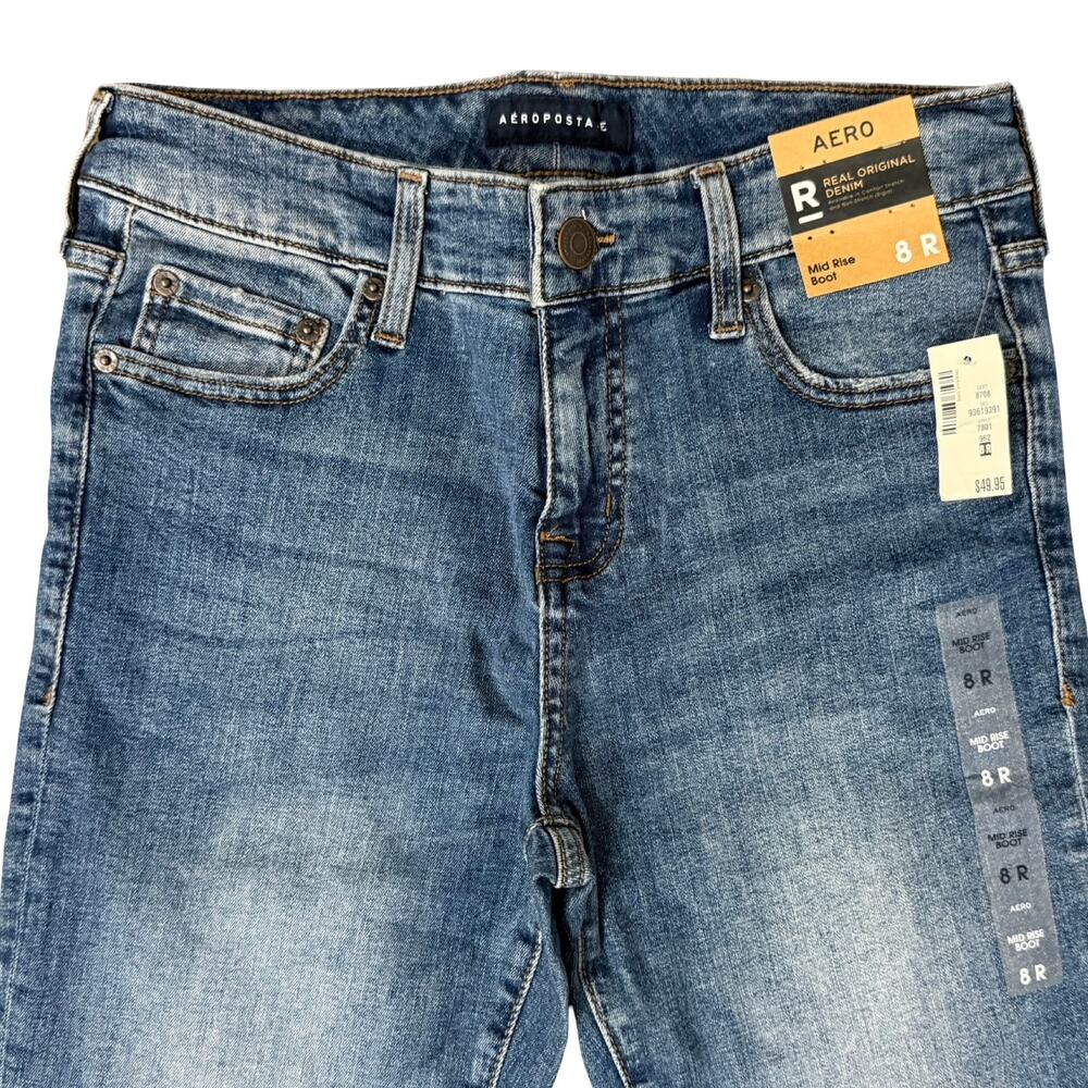 Aeropostale Blue Mid Rise Bootcut Boot Jeans Medium Wash Size 8 R NEW Tags - Picture 9 of 10